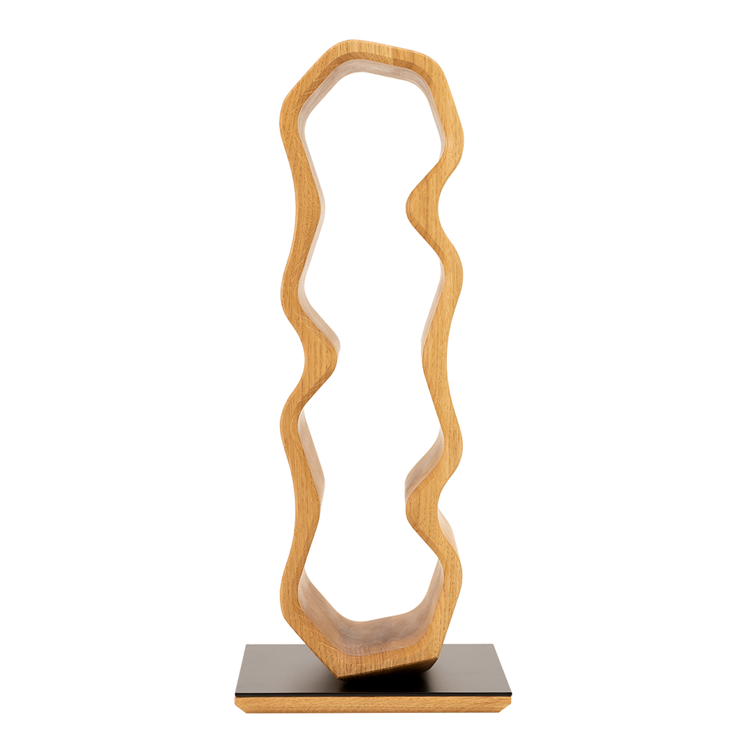 Max Levi Warp Select Oak wood wine rack, wine stand rack, a wine rack, black stand, front image without bottles