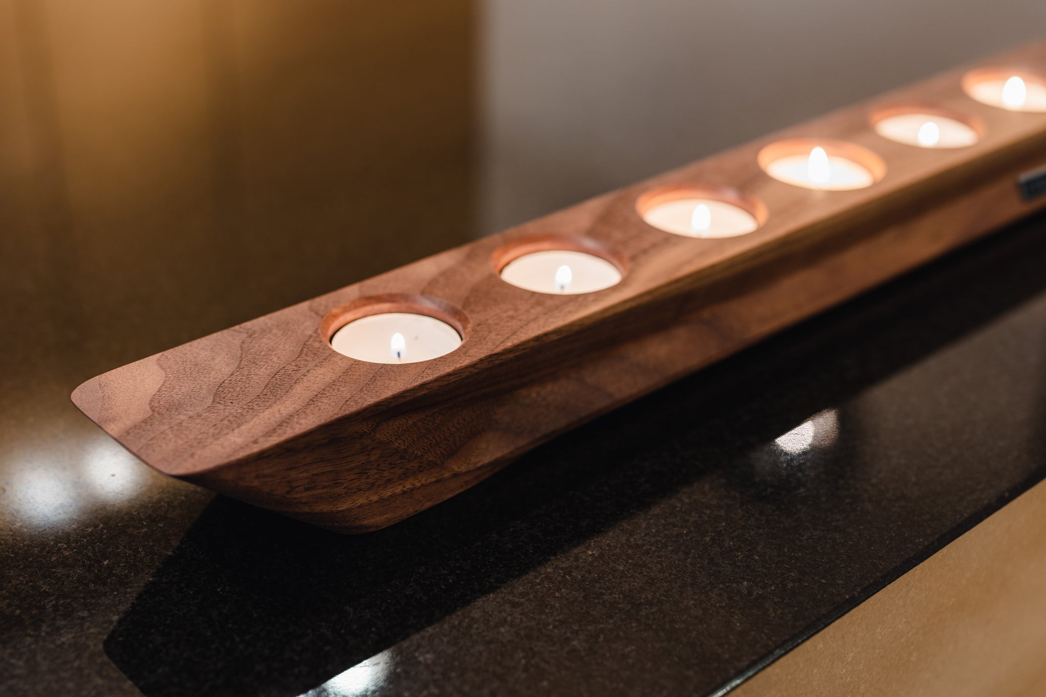 Max levi Balmy tea light candle holder, American Walnut, tea candle holder, lifestyle image 3